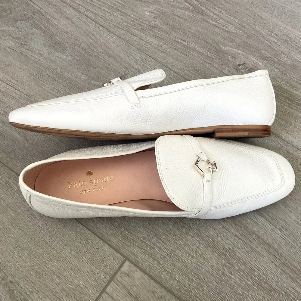 KATE SPADE Cape Cod Spade White Leather Loafers Size 11 EUC